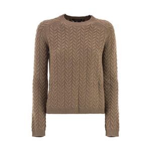 S MAX MARA Women's Cable Knit Crewneck Sweater Women CAMEL Sweaters & Knitwear